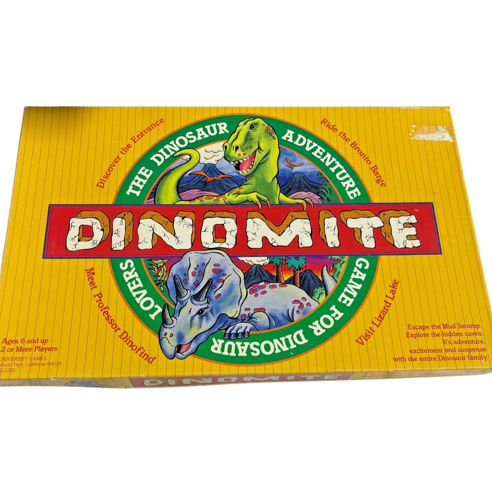 Vintage DINOMITE Dinosaur Adventure Game 1988 University Games Complete